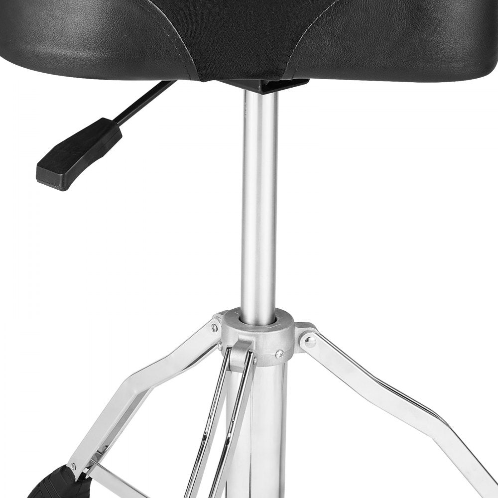 AMITOOLS Drum Throne with Backrest, 19.3-25.2 in/490-640 mm Height Adjustable, Hydraulic Saddle Padded Drum Stool Seat with Anti-Slip Feet Drumsticks 500 lbs/227 kg Max Capacity, 360°Swivel for Drummers