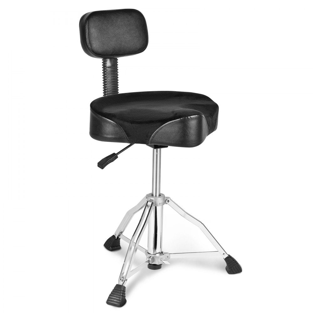 AMITOOLS Drum Throne with Backrest, 19.3-25.2 in/490-640 mm Height Adjustable, Hydraulic Saddle Padded Drum Stool Seat with Anti-Slip Feet Drumsticks 500 lbs/227 kg Max Capacity, 360°Swivel for Drummers