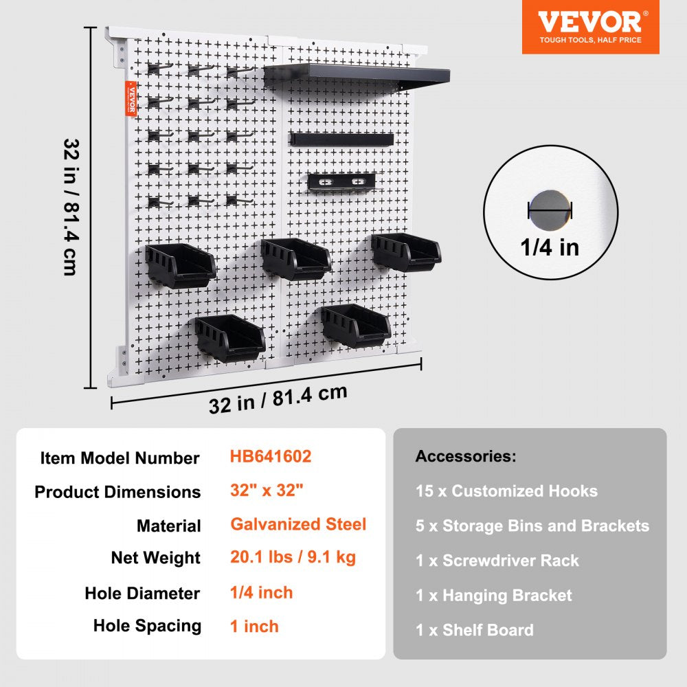 AMITOOLS Pegboard Wall Organizer 32