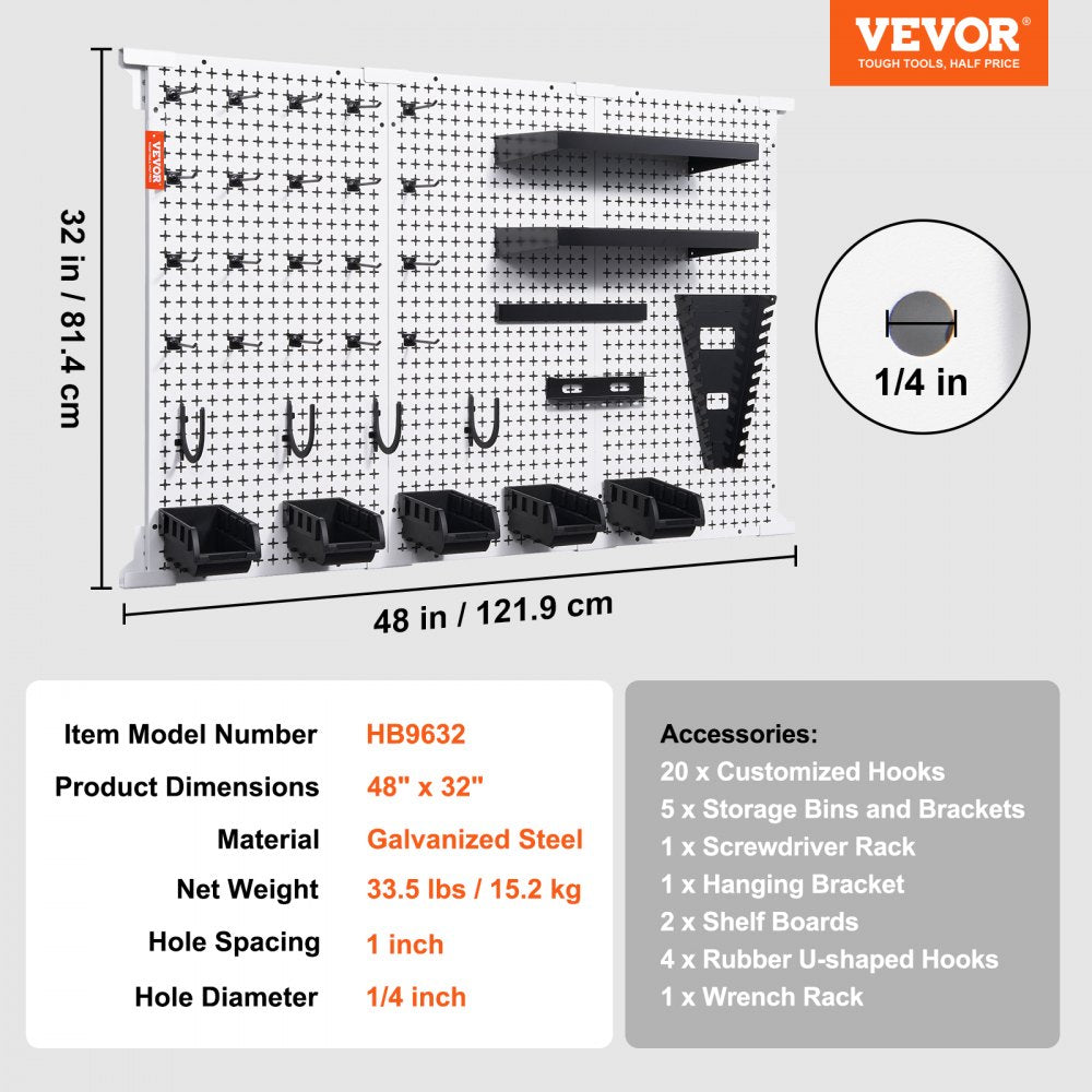 AMITOOLS Pegboard Wall Organizer 48