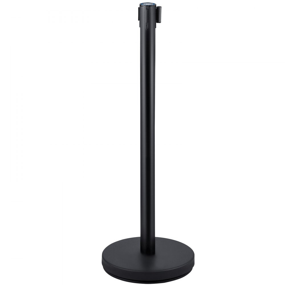 AMITOOLS 6 PCS Black Stanchion Posts Stainless Steel Stanchion Queue Post Black Belt Retractable 36In for Both Indoor and Outdoor use.