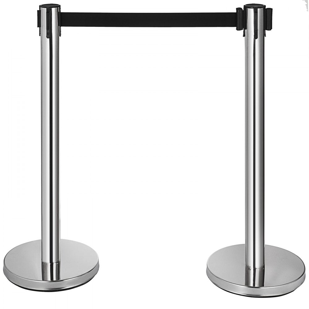 AMITOOLS Crowd Control Stanchion, 6-Pack Crowd Control Barrier, Carbon Steel Baking Painted Stanchion Queue Post with 6.6FT Retractable Belt & Fillable Base, Belt Barrier Line Divider, Easy Assembly