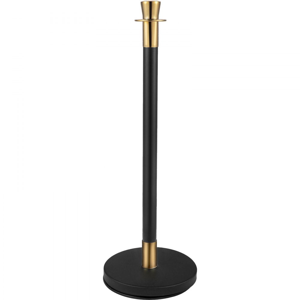 AMITOOLS Crowd Control Stanchion, Set of 6 Pieces Stanchion Set, Stanchion Set with 5 ft/1.5 m Black Velvet Rope, Black Crowd Control Barrier w/Sturdy Concrete and Metal Base – Easy Connect Assembly