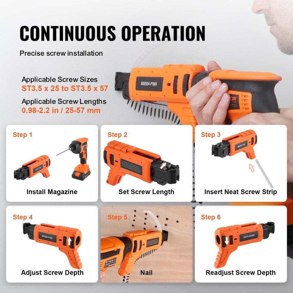 AMITOOLS Drywall Screw Gun Auto-Feed, 20V Max Collated Drywall Screwgun, 4200RPM Brushless Cordless Drywall Gun Kit with 2 Battery Packs, Charger, Belt Clip, Tool Bag, Screw Length and Depth Adjustable