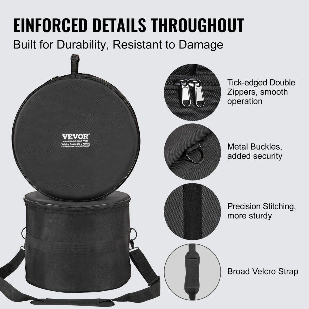 AMITOOLS 5-Piece Drum Bag Set, 1680D Oxford Fabric, Padded Drum Bags and Cases with 4.92 ft Detachable Shoulder Strap Carry Handles Foldable Design, for 22'' Kick 12'' Tom 13'' Tom 16'' Tom 14'' Snare