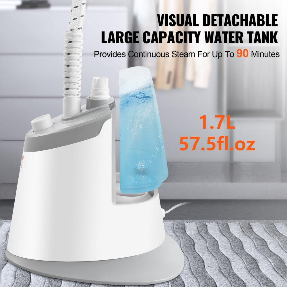 AMITOOLS Standing Steamer with Foldable Garment Hanger, 0.5Gallon Water Tank for 90 Minutes Continuous Steaming, Heats in 45 Seconds & Auto-Stop with Fabric Brush Aluminum Rod and Easy-roll Wheels