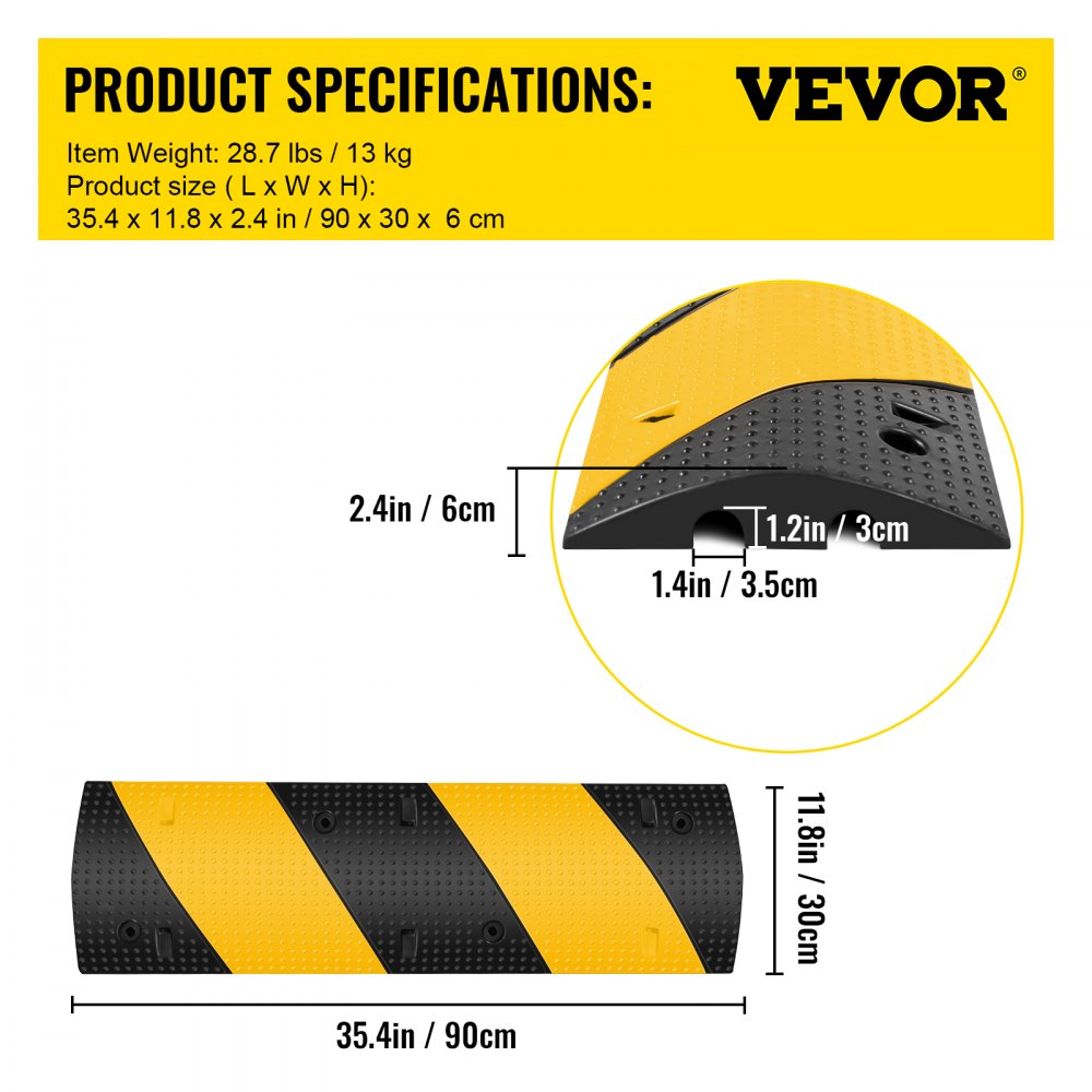 AMITOOLS2 Channel Rubber Speed Bump Electric Modular Rubber Traffic Driveway Curb Ramp