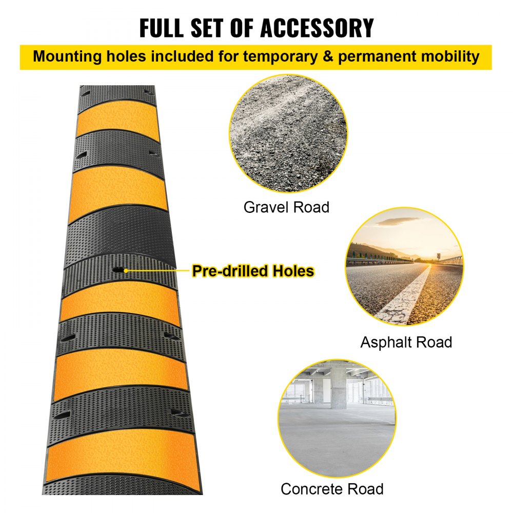 AMITOOLS 6 Feet Rubber Driveway Heavy Duty Cable Protector Ramp 72.4 x 12 x 2.4 Inch 2-Channel Garage Gravel Roads Asphalt Concrete, 6ft-Speed Bump