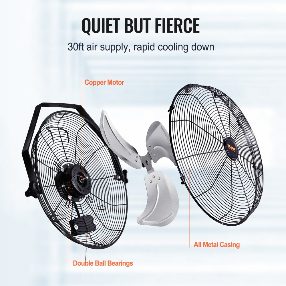 AMITOOLS Wall Mount Fan, 2 PCS 18 inch Waterproof, 3-speed High Velocity Max. 4000 CFM Industrial Wall Fan for Indoor, Commercial, Residential, Warehouse, Greenhouse, Workshop, Basement, Garage,Black