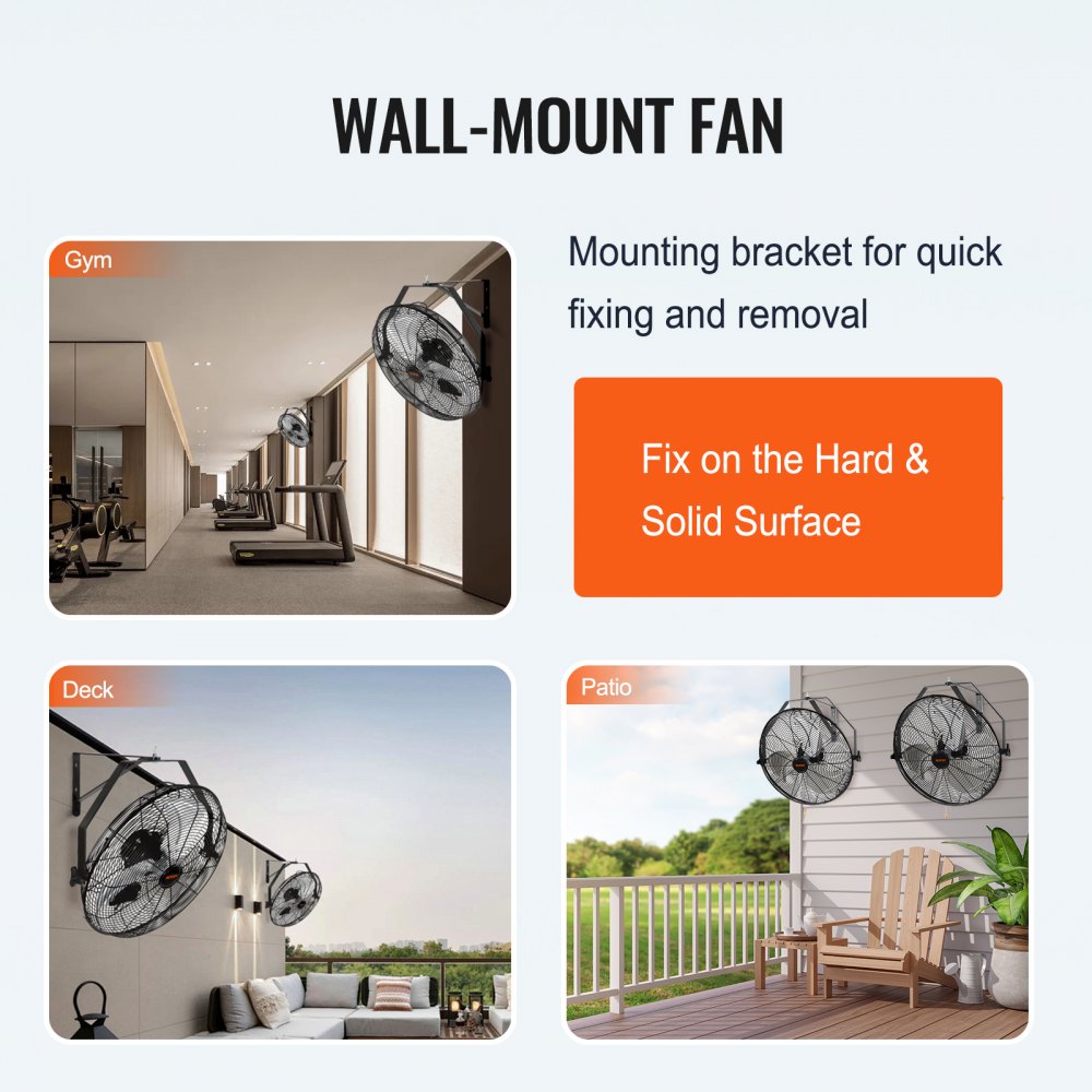 AMITOOLS Wall Mount Fan, 2 PCS 18 inch Waterproof, 3-speed High Velocity Max. 4000 CFM Industrial Wall Fan for Indoor, Commercial, Residential, Warehouse, Greenhouse, Workshop, Basement, Garage,Black