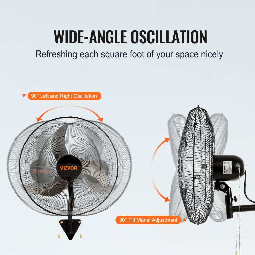 AMITOOLS Wall Mount Fan, 2 PCS 18 inch Oscillating, 3-speed High Velocity Max. 4000 CFM Industrial Wall Fan for Indoor, Commercial, Residential, Warehouse, Greenhouse, Workshop, Basement, Garage,Black