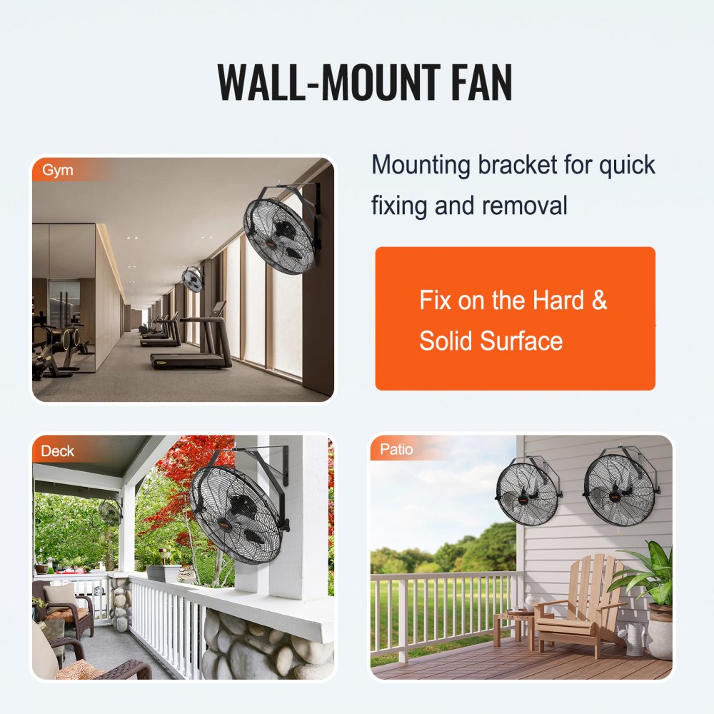 AMITOOLS Wall Mount Fan, 2 PCS 18 inch Manual 360-Degree Tilt Adjustment, 3-speed High Velocity Max. 4000 CFM Industrial Wall Fan for Indoor, Commercial, Warehouse, Workshop, Basement, Garage