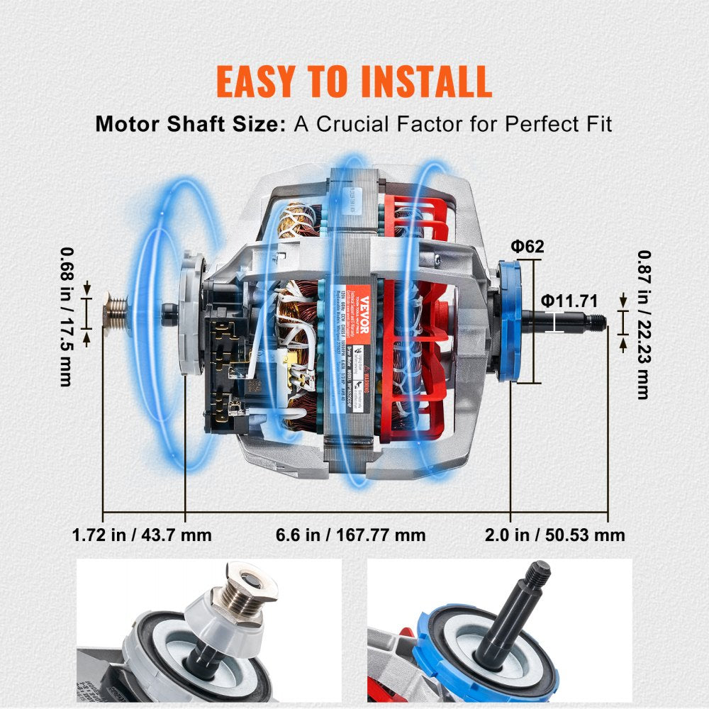 AMITOOLS 279827 Dryer Motor, Compatible with Kenmore, Whirlpool, KitchenAid, Roper Dryer, Replaces 279827, AP3094245, 26000299992, 336351, 3388209, 4319349, 660199, 786067, 8066206, W10194250, W10448892