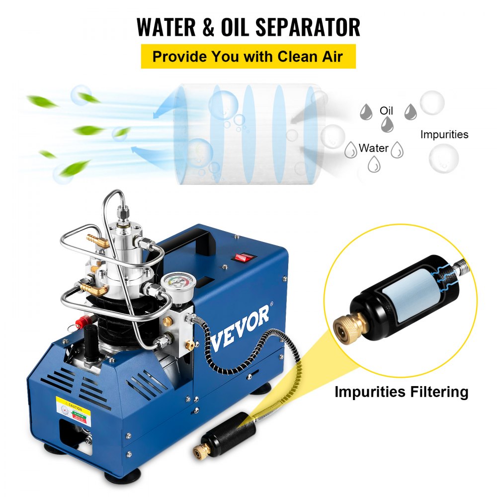 AMITOOLS High Pressure Compressor, 4500PSI/30MPA/300BAR High Pressure Air Compressor, 1800W 110V Manual Stop Air Rifle Compressor Suitable for Paintball Air Rifle, PCP Rifle, Air Pistol, Diving Bottle