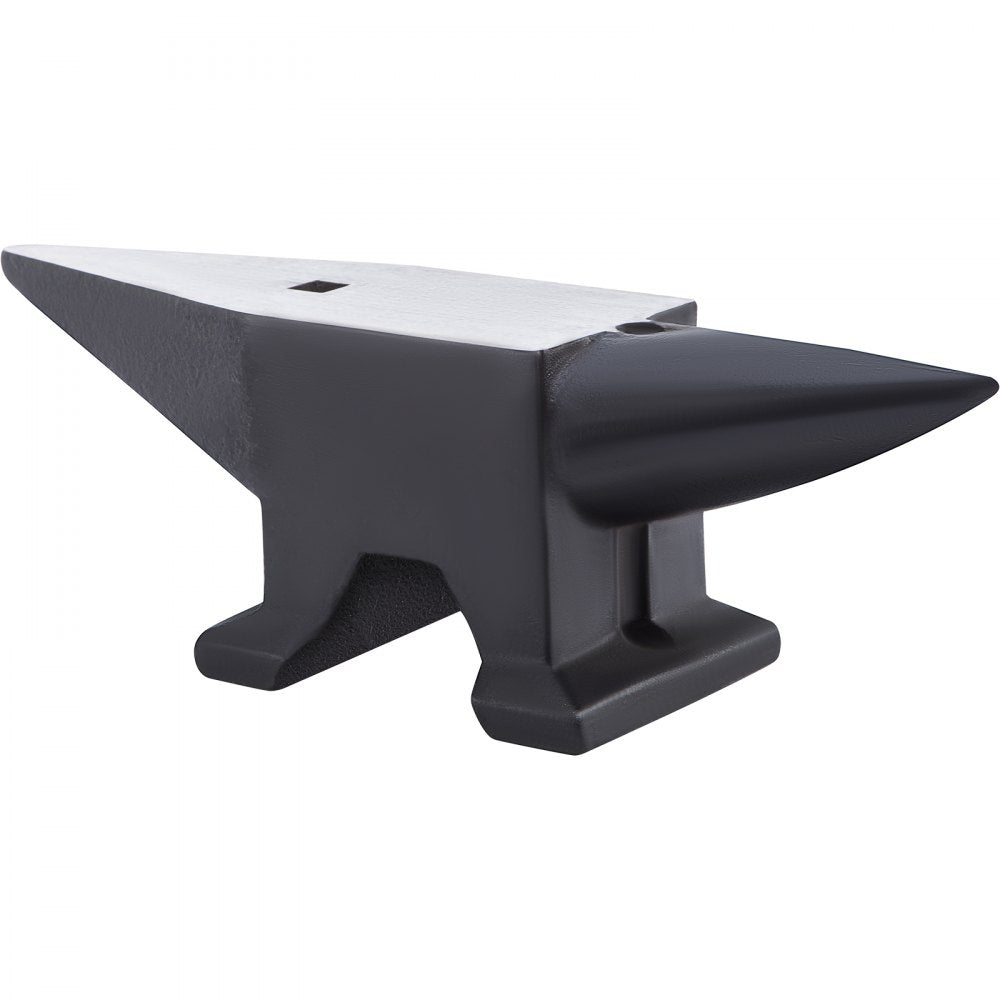 AMITOOLS Cast Iron Anvil, 110 Lbs(50kg) Single Horn Anvil with Large Countertop and Stable Base, High Hardness Rugged Round Horn Anvil Blacksmith, for Bending, Shaping