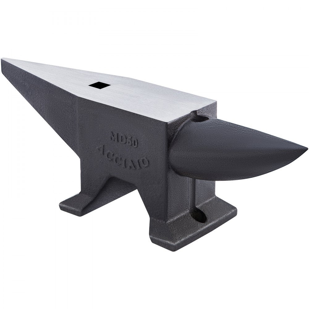 AMITOOLS Cast Iron Anvil, 132 Lbs(60kg) Single Horn Anvil with Large Countertop and Stable Base, High Hardness Rugged Round Horn Anvil Blacksmith, for Bending, Shaping