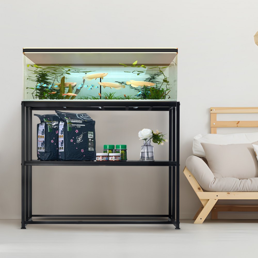 AMITOOLS Aquarium Stand, 40 Gallon Fish Tank Stand, 36.5 x 18.5 x 29.5 in Steel Turtle Tank Stand, 335 lbs Load Capacity, Reptile Tank Stand with Storage, Hardware Kit, and Non-slip Feet, Black