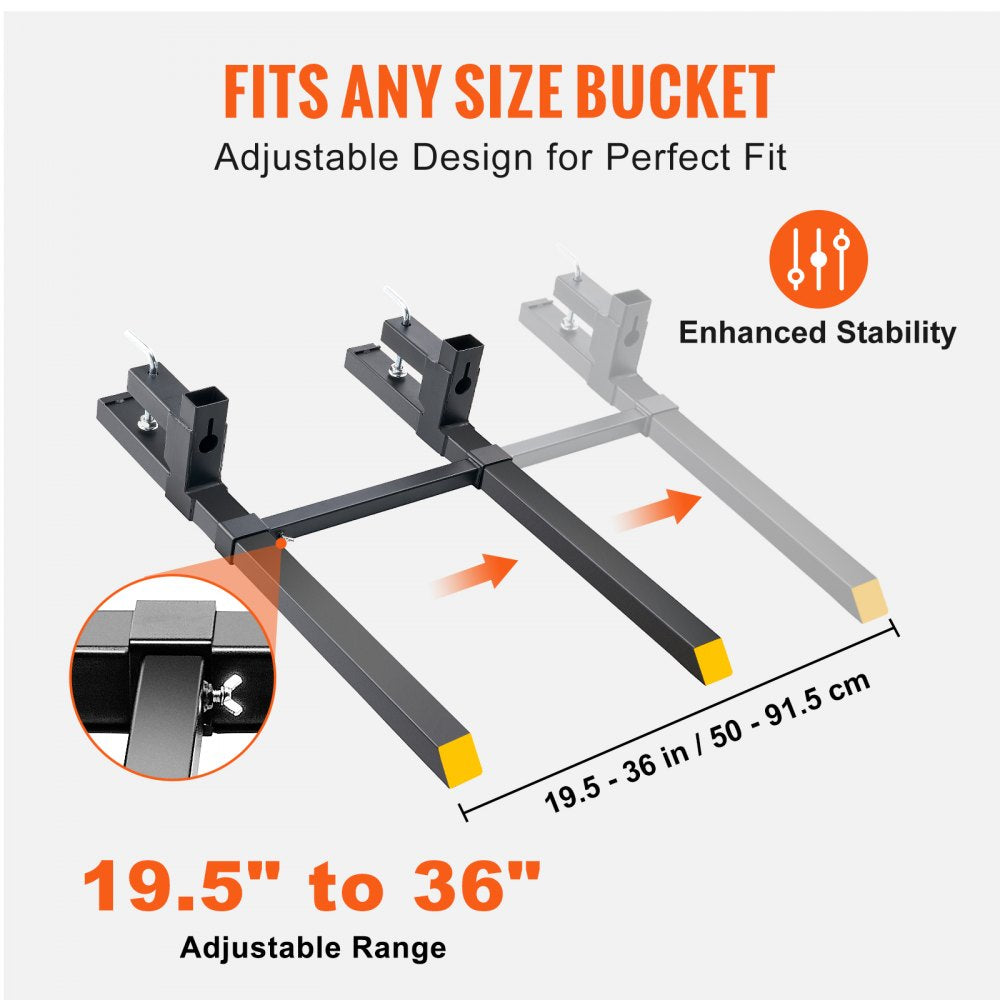 AMITOOLS Pallet Forks, 2000 lbs Clamp on Pallet Forks, 43