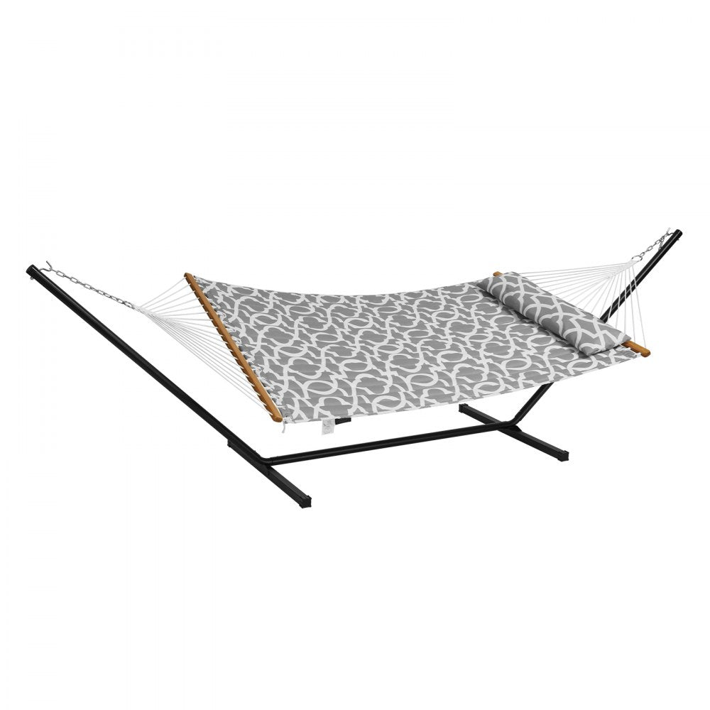 AMITOOLS Two Person Hammock with Stand Included Heavy Duty 480lb Capacity, Double Hammock with 12 FT Steel Stand and Portable Carrying Bag and Pillow, Freestanding Hammock for Outdoor Patio Yard Beach