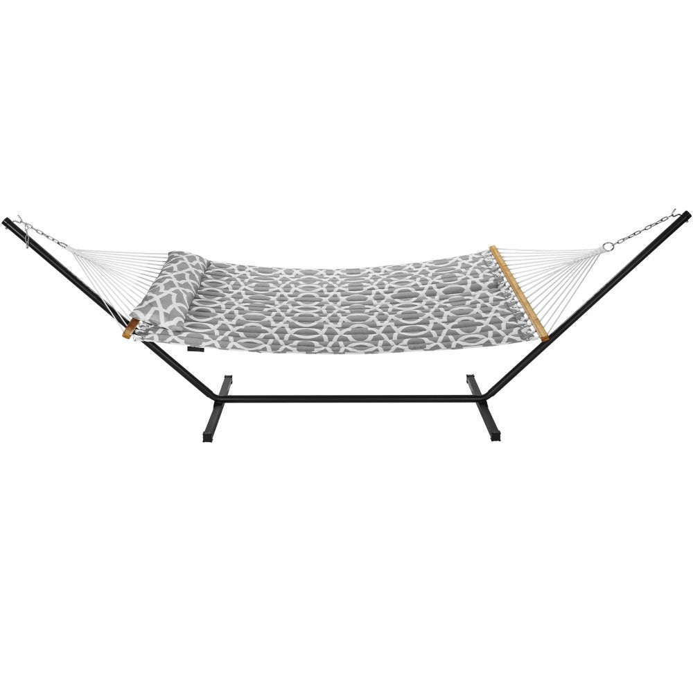 AMITOOLS Two Person Hammock with Stand Included Heavy Duty 480lb Capacity, Double Hammock with 12 FT Steel Stand and Portable Carrying Bag and Pillow, Freestanding Hammock for Outdoor Patio Yard Beach