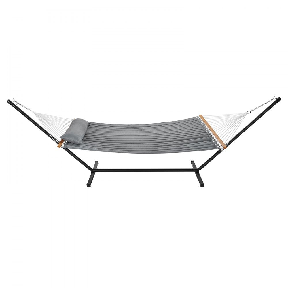 AMITOOLS Two Person Hammock with Stand Included Heavy Duty 480lb Capacity, Double Hammock with 12 FT Steel Stand and Portable Carrying Bag and Pillow, Freestanding Hammock for Outdoor Patio Yard Beach