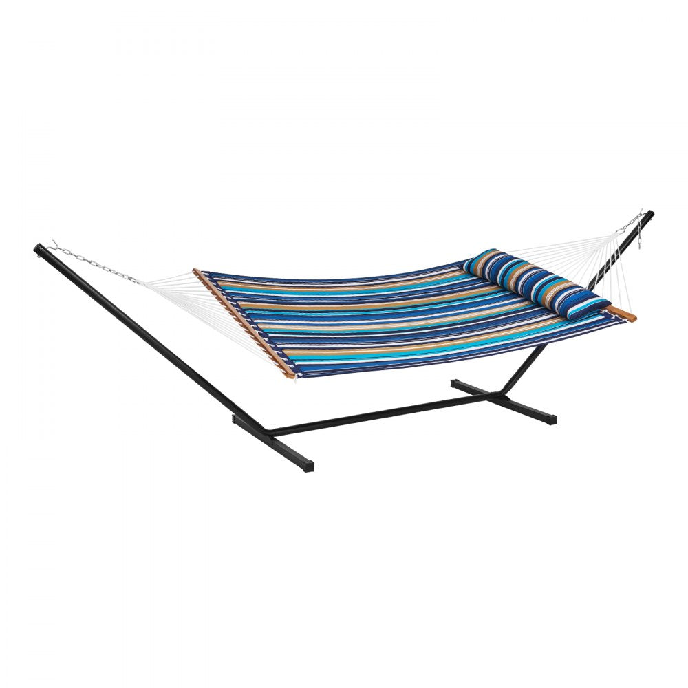 AMITOOLS Two Person Hammock with Stand Included Heavy Duty 480lb Capacity, Double Hammock with 12 FT Steel Stand and Portable Carrying Bag and Pillow, Freestanding Hammock for Outdoor Patio Yard Beach