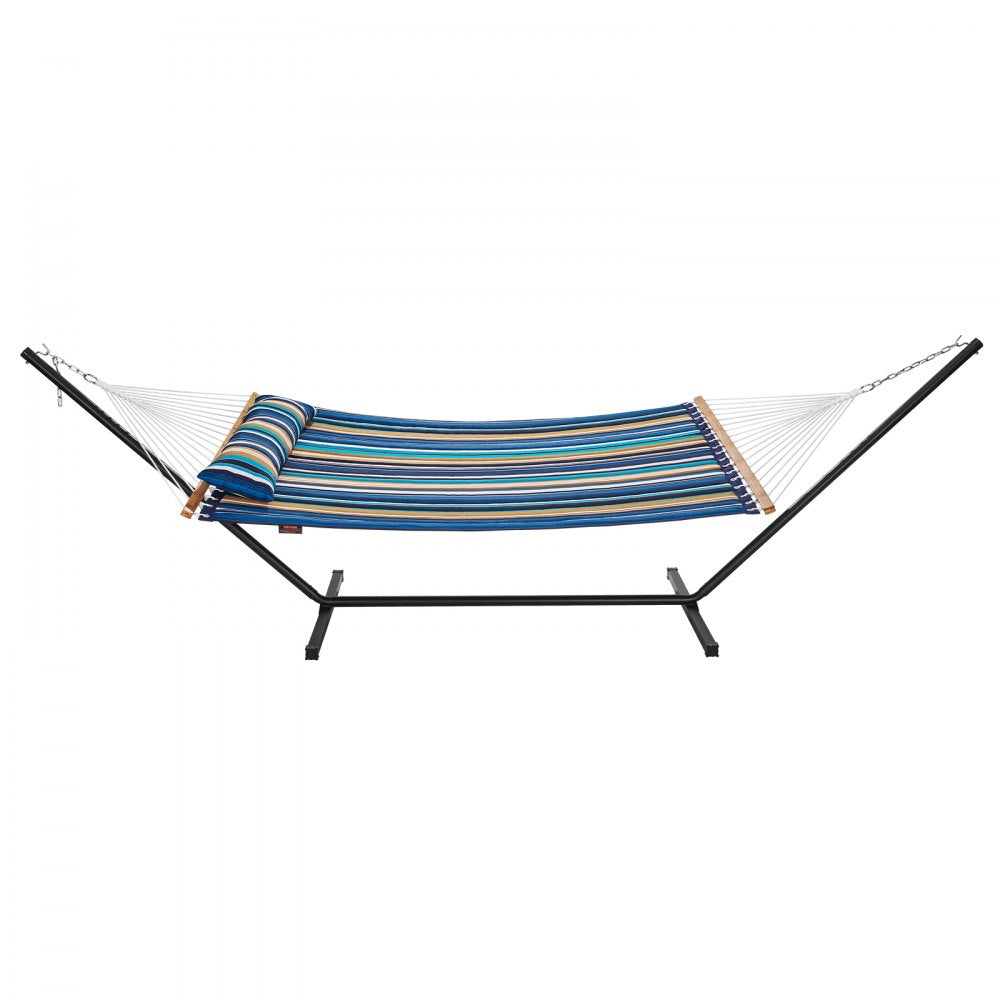 AMITOOLS Two Person Hammock with Stand Included Heavy Duty 480lb Capacity, Double Hammock with 12 FT Steel Stand and Portable Carrying Bag and Pillow, Freestanding Hammock for Outdoor Patio Yard Beach