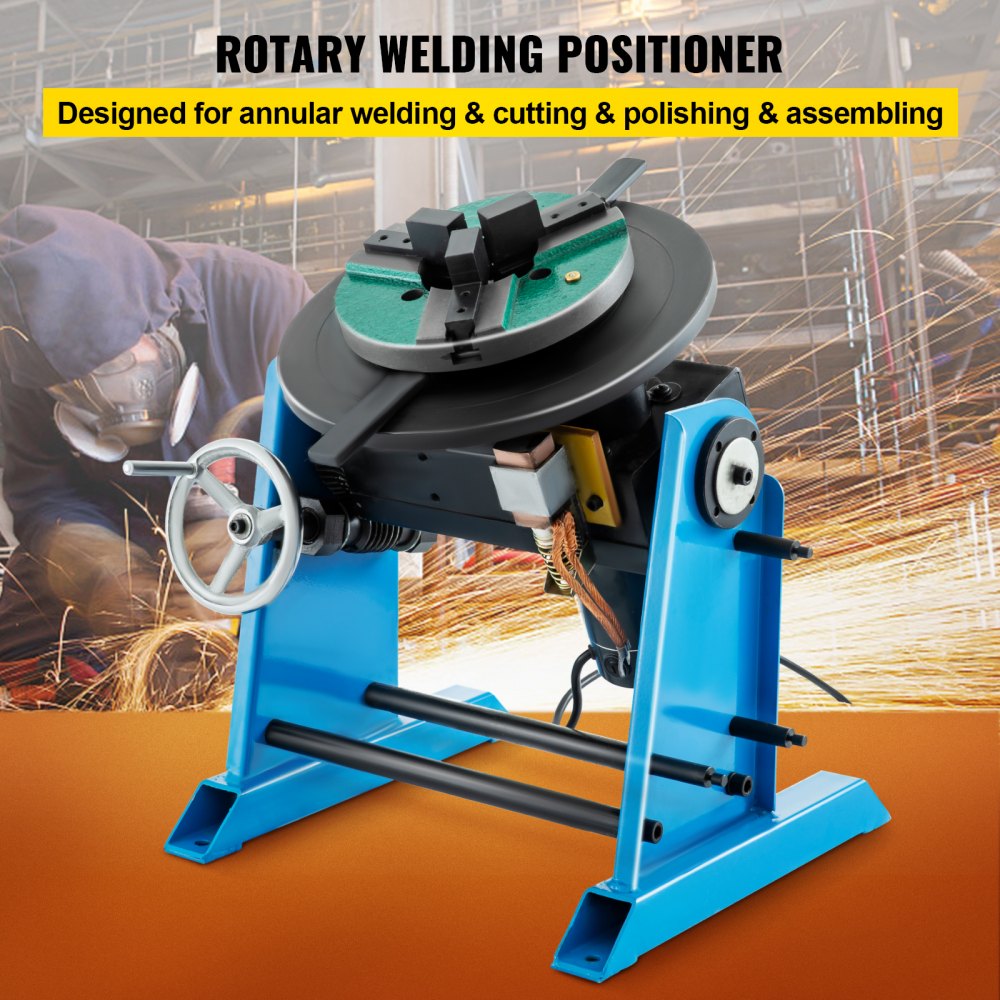 AMITOOLS Rotary Welding Positioner 30KG Welder Turntable Table 0-90º Positioning Turntable 1-15 RPM Welder Positioning Machine w/ 310mm 3-Jaw Lathe Chuck 110V for Cutting, Grinding, Assembly and Testing