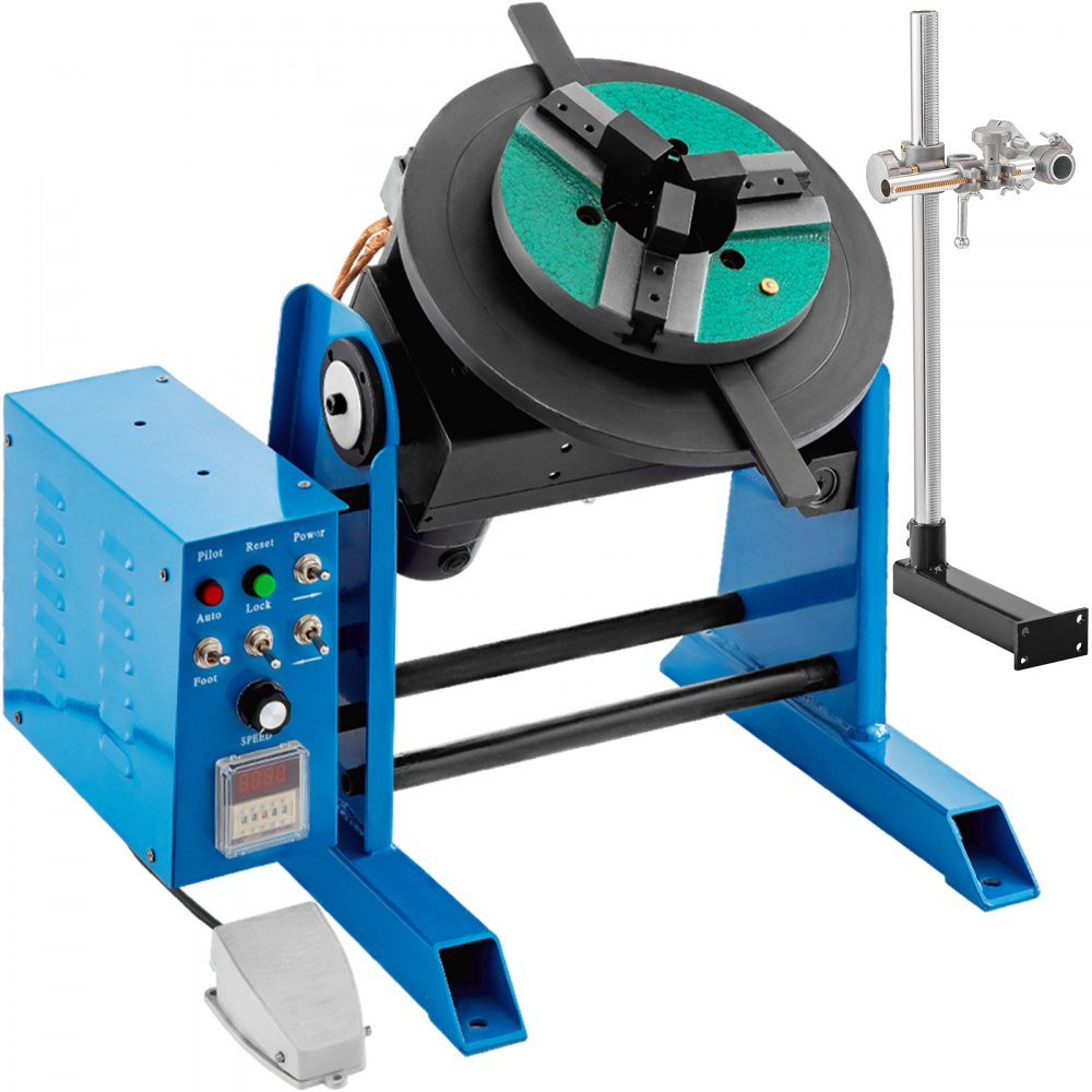 AMITOOLS Rotary Welding Positioner 30KG Welder Turntable Table 0-90º Positioning Turntable 1-15 RPM Welder Positioning Machine w/ 310mm 3-Jaw Lathe Chuck 110V for Cutting, Grinding, Assembly and Testing