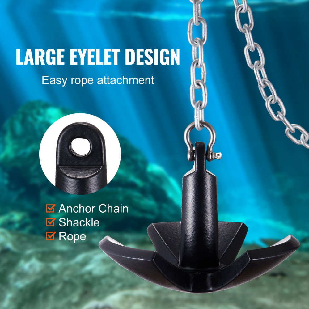 AMITOOLS River Anchor, 30 LBS Boat Anchor Cast Iron Black Vinyl-Coated, Marine Grade Mushroom Anchor for Boats Up To 30 ft, Impressive Holding Power in River and Mud Bottom Lakes