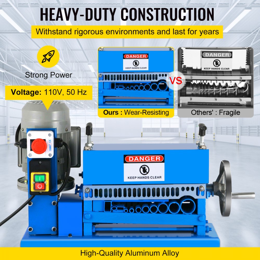 AMITOOLS Wire Stripping Machine DA 0.06 inch -1.5 inch,Wire Stripper Machine 11 Channels 10 Blades, Automatic Wire Stripping Tool with Manual Hand Cranked Industrial for Recycling Copper Wire