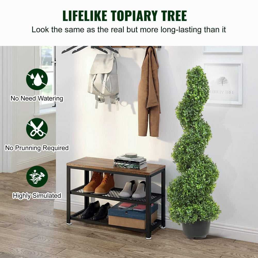 AMITOOLS 2 pcs. Artificial Boxwood Tower Topiary Spiral Artificial Plant 122cm high Decorative Plant Green Plastic PE Iron Topiary Plants incl. 10 pcs. Replacement Leaves