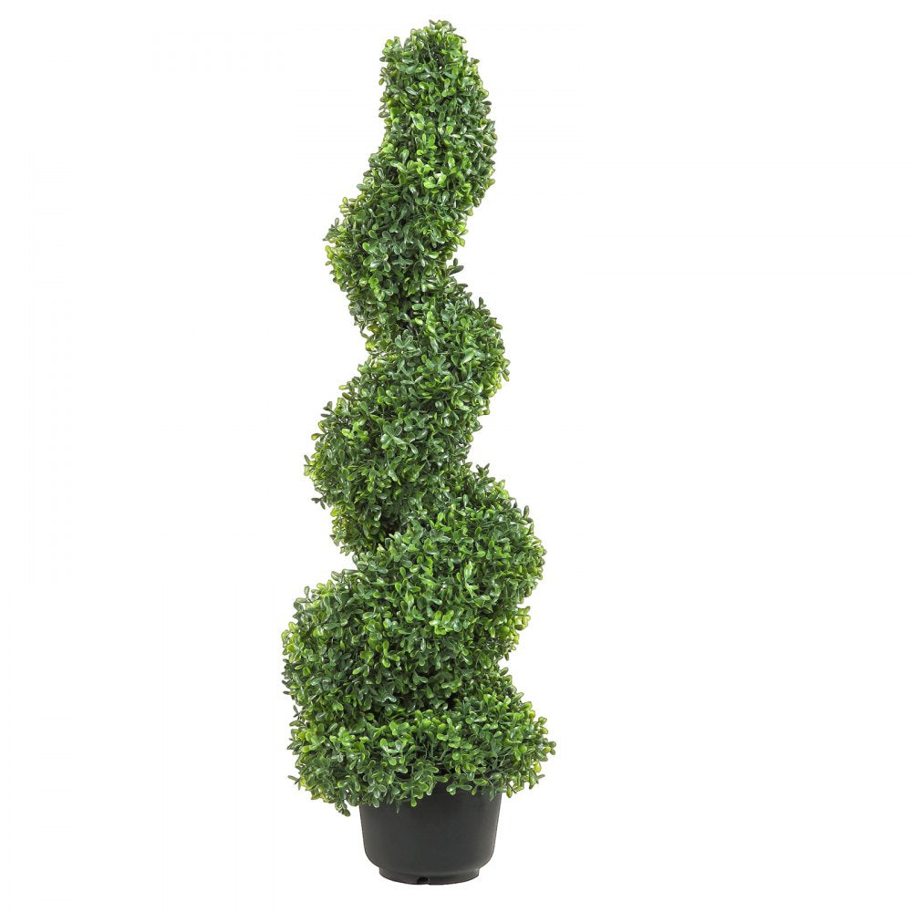 AMITOOLS 2 pcs. Artificial Boxwood Tower Topiary Spiral Artificial Plant 122cm high Decorative Plant Green Plastic PE Iron Topiary Plants incl. 10 pcs. Replacement Leaves