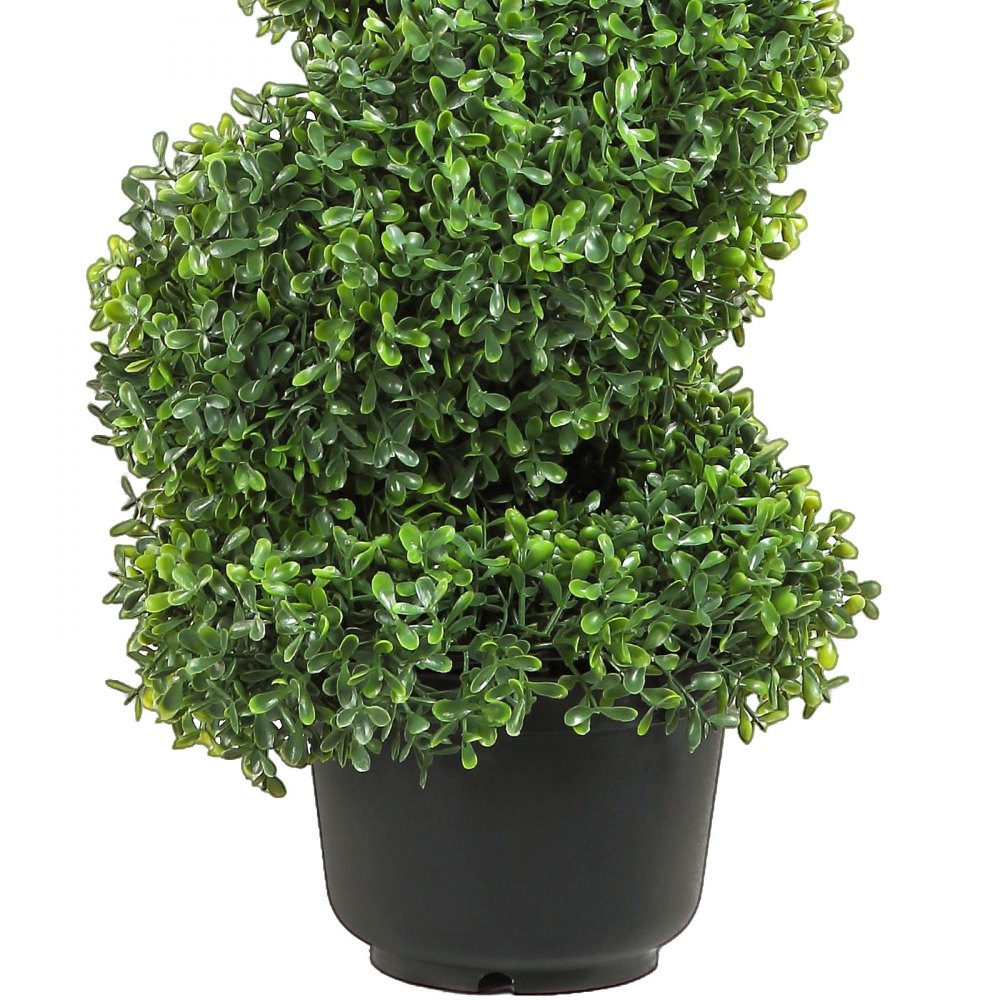 AMITOOLS 2 pcs. Artificial Boxwood Tower Topiary Spiral Artificial Plant 122cm high Decorative Plant Green Plastic PE Iron Topiary Plants incl. 10 pcs. Replacement Leaves