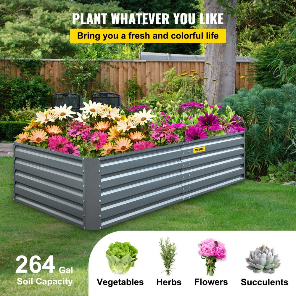 AMITOOLS Galvanized Raised Garden Bed, 80