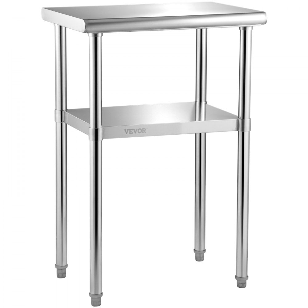 AMITOOLS Stainless Steel Prep Table, 24 x 18 x 36 Inch, 600lbs Load Capacity Heavy Duty Metal Worktable with Adjustable Undershelf & Feet, Commercial Workstation for Kitchen Restaurant Garage Backyard