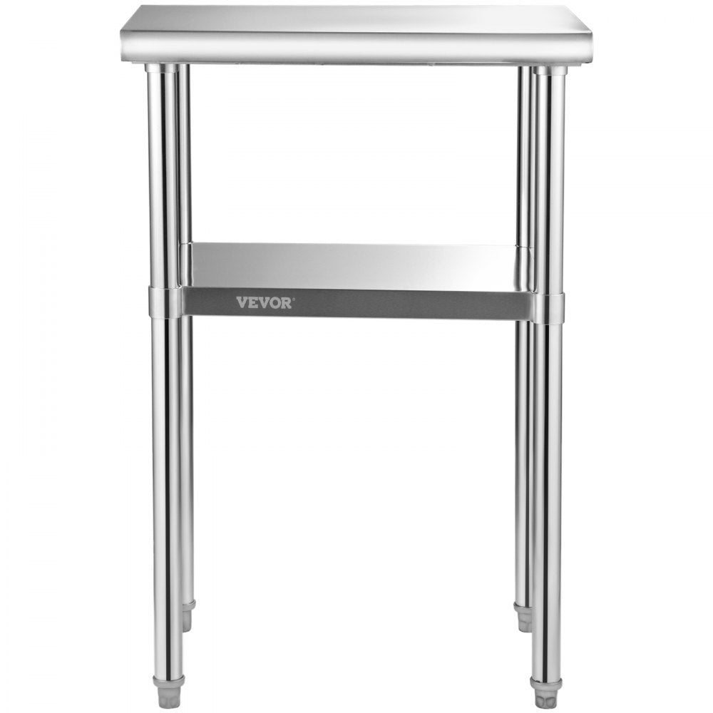 AMITOOLS Stainless Steel Prep Table, 24 x 18 x 36 Inch, 600lbs Load Capacity Heavy Duty Metal Worktable with Adjustable Undershelf & Feet, Commercial Workstation for Kitchen Restaurant Garage Backyard