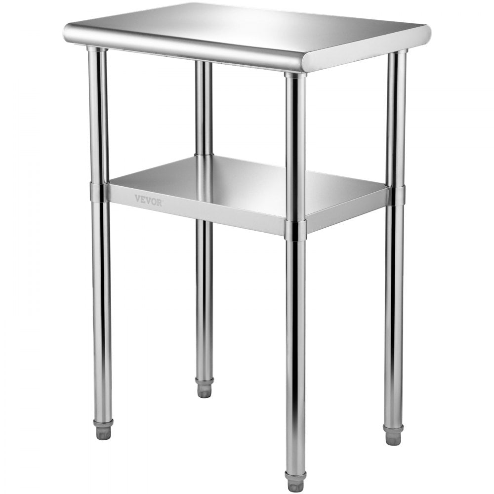 AMITOOLS Stainless Steel Prep Table, 24 x 18 x 36 Inch, 600lbs Load Capacity Heavy Duty Metal Worktable with Adjustable Undershelf & Feet, Commercial Workstation for Kitchen Restaurant Garage Backyard