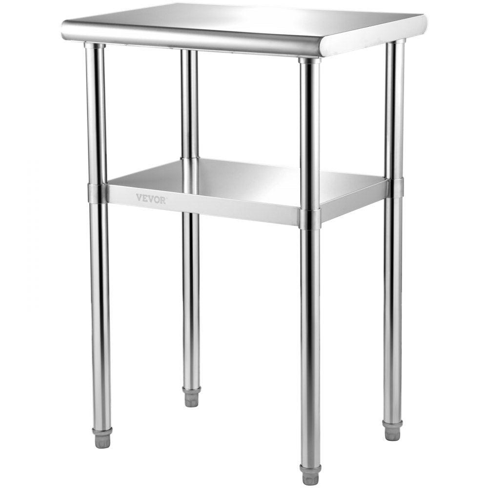 AMITOOLS Stainless Steel Prep Table, 24 x 18 x 36 Inch, 600lbs Load Capacity Heavy Duty Metal Worktable with Adjustable Undershelf & Feet, Commercial Workstation for Kitchen Restaurant Garage Backyard