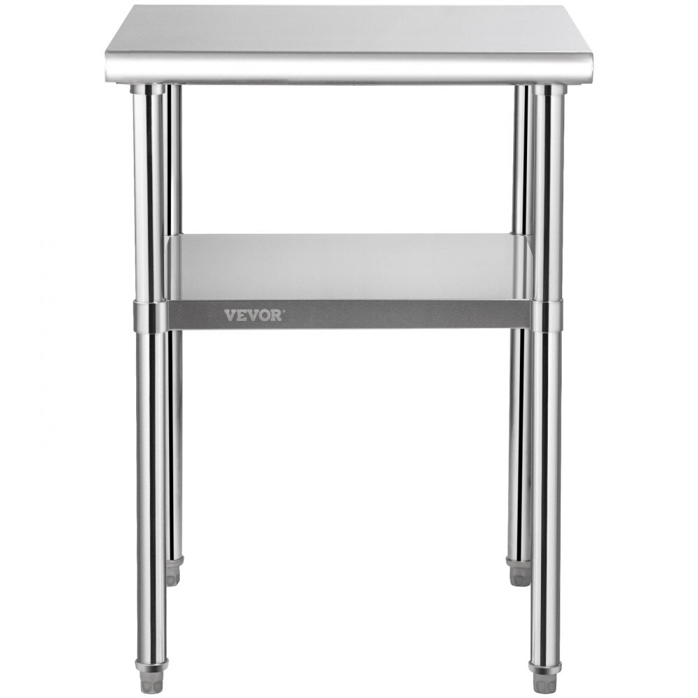 AMITOOLS Stainless Steel Prep Table, 24 x 24 x 36 Inch, 600lbs Load Capacity Heavy Duty Metal Worktable with Adjustable Undershelf & Universal Wheels, Commercial Workstation for Kitchen Garage Backyard