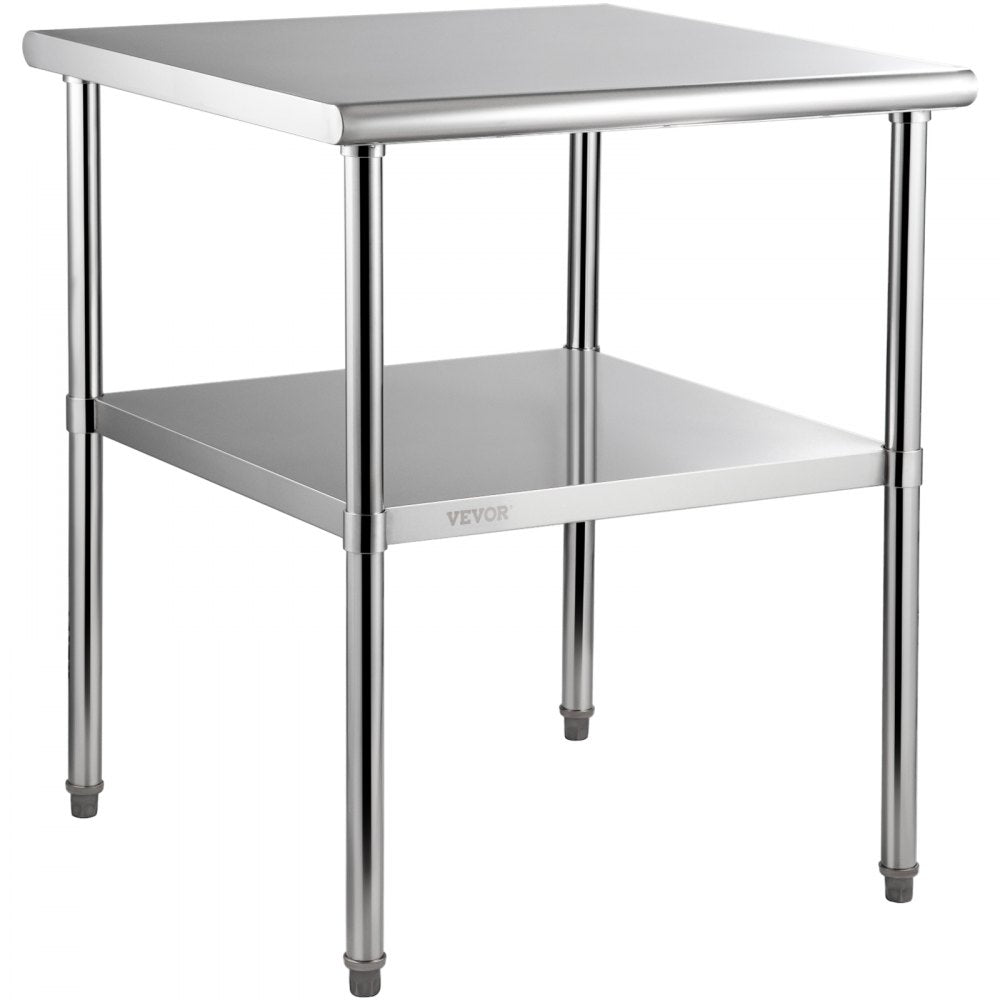 AMITOOLS Stainless Steel Prep Table, 30 x 30 x 36 Inch, 800lbs Load Capacity Heavy Duty Metal Worktable with Adjustable Undershelf & Feet, Commercial Workstation for Kitchen Garage Restaurant Backyard