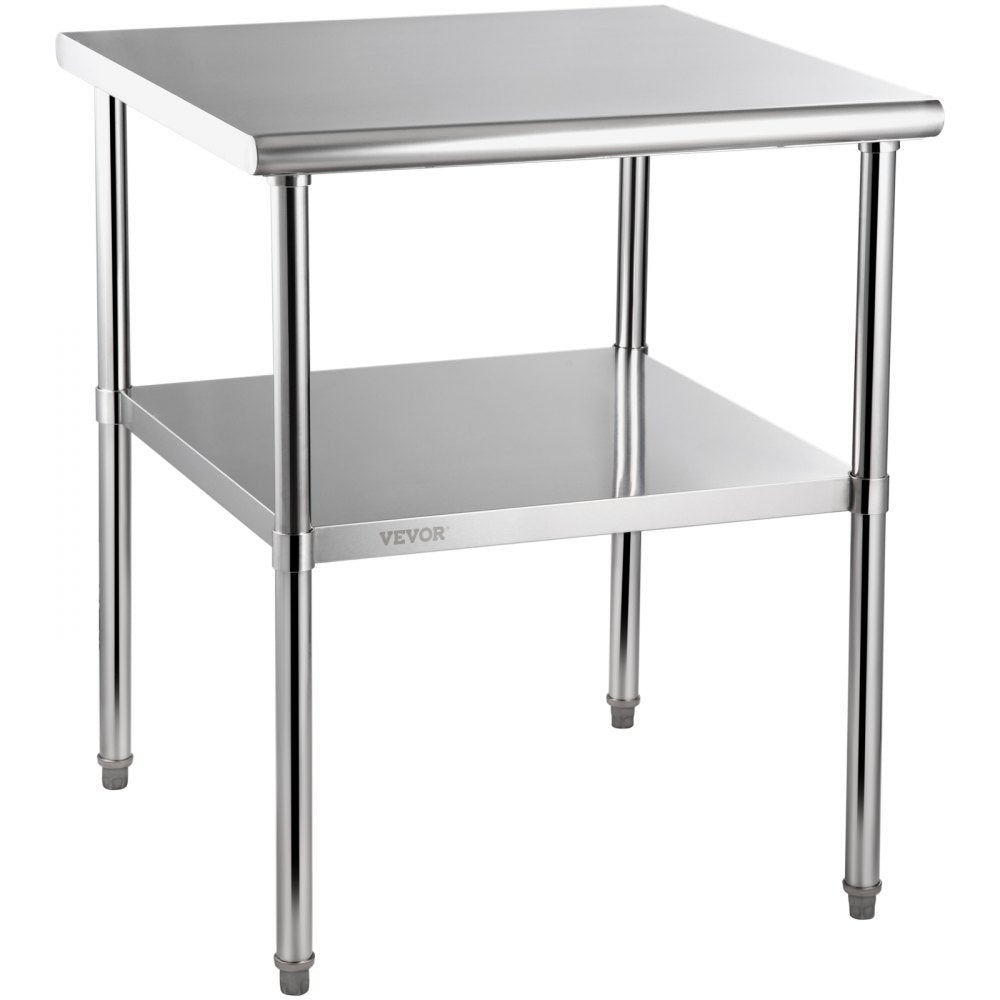 AMITOOLS Stainless Steel Prep Table, 30 x 30 x 36 Inch, 800lbs Load Capacity Heavy Duty Metal Worktable with Adjustable Undershelf & Feet, Commercial Workstation for Kitchen Garage Restaurant Backyard