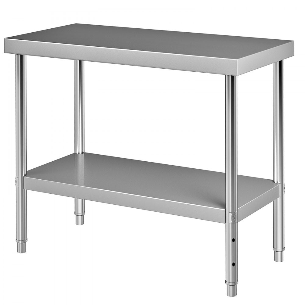 AMITOOLS Stainless Steel Prep Table, 48 x 18 x 34 Inch, 550lbs Load Capacity Heavy Duty Metal Worktable with Adjustable Undershelf, Commercial Workstation for Kitchen Restaurant Garage Backyard