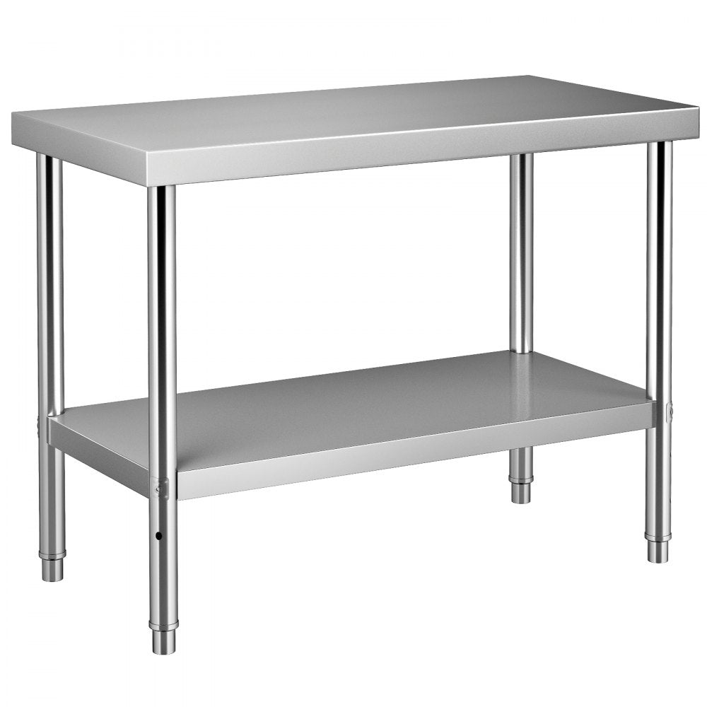 AMITOOLS Stainless Steel Prep Table, 48 x 18 x 34 Inch, 550lbs Load Capacity Heavy Duty Metal Worktable with Adjustable Undershelf, Commercial Workstation for Kitchen Restaurant Garage Backyard