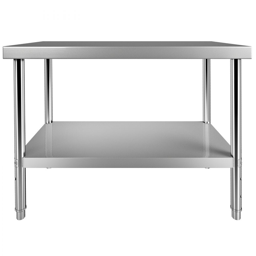 AMITOOLS Stainless Steel Prep Table, 48 x 18 x 34 Inch, 550lbs Load Capacity Heavy Duty Metal Worktable with Adjustable Undershelf, Commercial Workstation for Kitchen Restaurant Garage Backyard