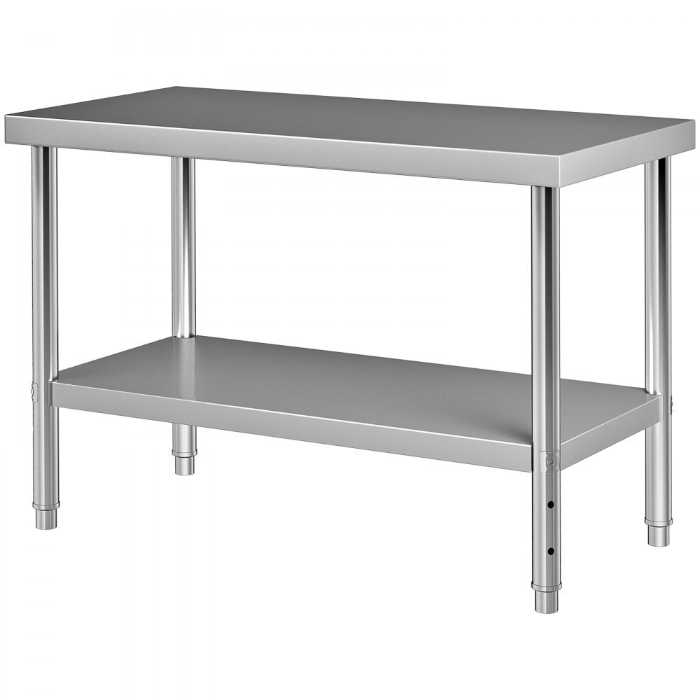 AMITOOLS Stainless Steel Prep Table, 48 x 24 x 34 Inch, 550lbs Load Capacity Heavy Duty Metal Worktable with Adjustable Undershelf, Commercial Workstation for Kitchen Restaurant Garage Backyard