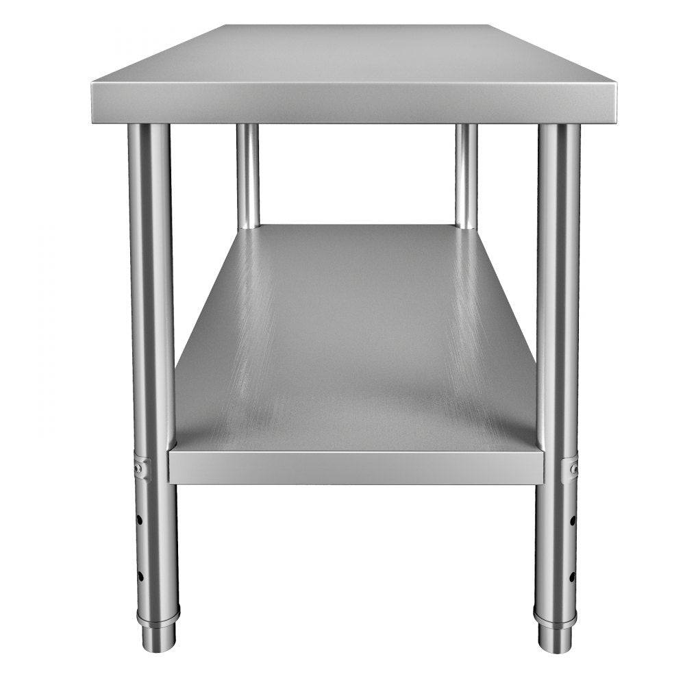 AMITOOLS Stainless Steel Prep Table, 48 x 24 x 34 Inch, 550lbs Load Capacity Heavy Duty Metal Worktable with Adjustable Undershelf, Commercial Workstation for Kitchen Restaurant Garage Backyard