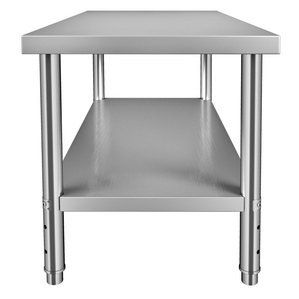 AMITOOLS Stainless Steel Prep Table, 48 x 30 x 34 Inch, 550lbs Load Capacity Heavy Duty Metal Worktable with Adjustable Undershelf, Commercial Workstation for Kitchen Restaurant Garage Backyard