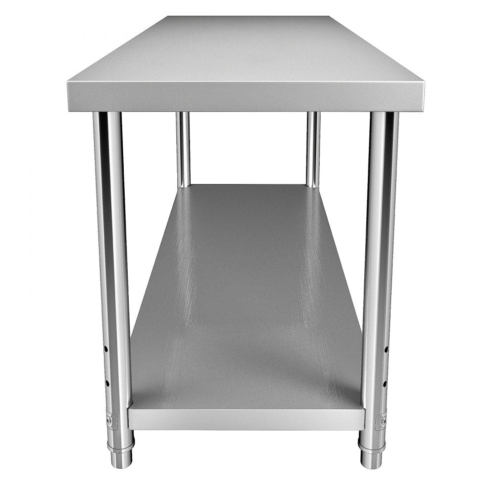 AMITOOLS Stainless Steel Prep Table, 60 x 24 x 34 Inch, 550lbs Load Capacity Heavy Duty Metal Worktable with Adjustable Undershelf, Commercial Workstation for Kitchen Restaurant Garage Backyard