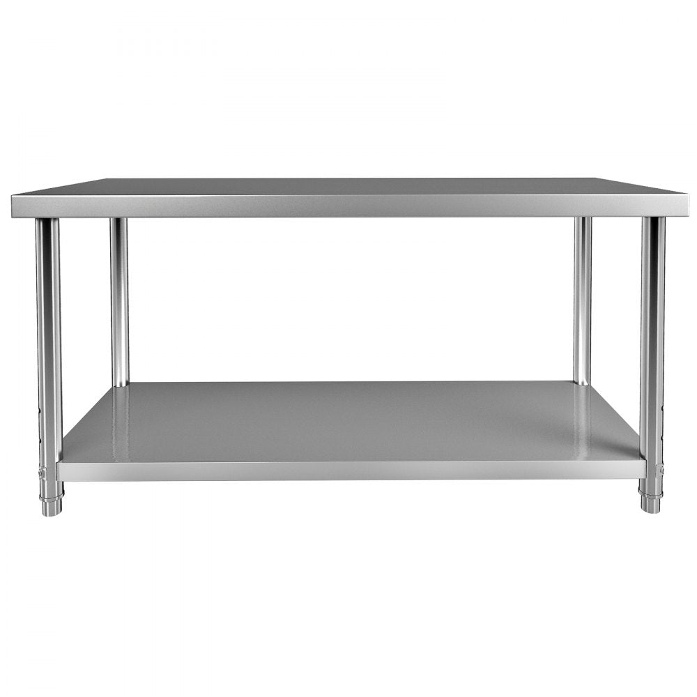 AMITOOLS Stainless Steel Prep Table, 60 x 24 x 34 Inch, 550lbs Load Capacity Heavy Duty Metal Worktable with Adjustable Undershelf, Commercial Workstation for Kitchen Restaurant Garage Backyard